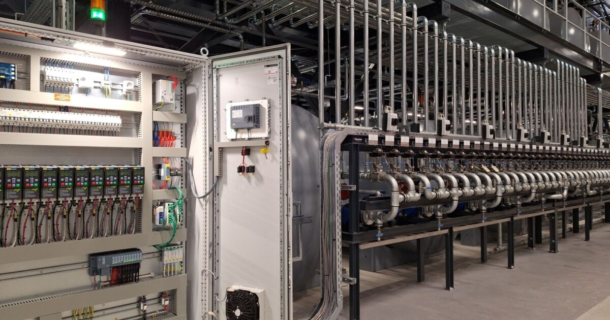 Industrial automation electrical control cabinet with variable frequency drives PLC and communication equipment